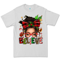 Christmas Believe Afro Messy Bun Premium Tee | Teevron
