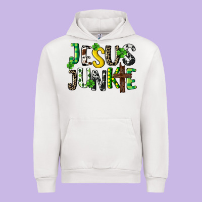 Jesus Junkie St. Patrick's Urban Hoodie Designed By Cowgirlartshop