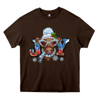 Chocolate Brown Christmas snow cow joy Heavy Core Tee - BarkalooDesign
