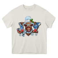 Cream Christmas snow cow joy Heavy Core Tee - BarkalooDesign