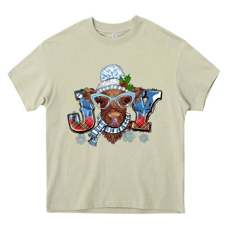 Christmas Snow Cow Joy Heavy Core Tee by BarkalooDesign | Teevron