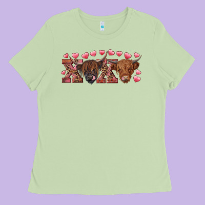 Xoxo Highland Cows Ladies Tee Designed By Ranaportraitstore