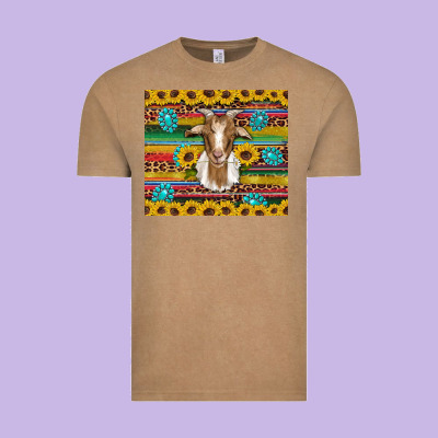 Goat Sunflowers Gemstones Serape Leopard Glitter Vintage Tee Designed By Artiststas
