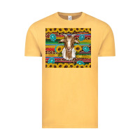 Vintage Mustard goat sunflowers gemstones serape leopard glitter Vintage Tee - Artiststas