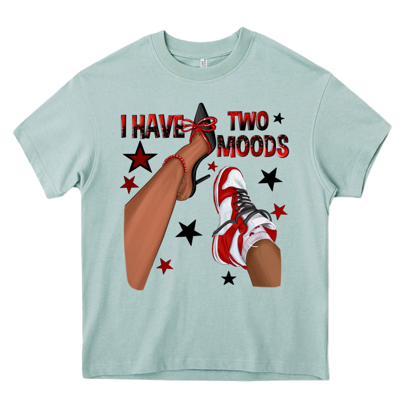 I Have Two Moods Black And Red Sneakers Afro Girl Heavy Core Tee by texasbilliewilder | Teevron