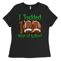 I Tackled 100 Days Of School Football Ladies Tee | Teevron