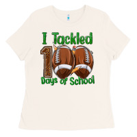 Bone i tackled 100 days of school football Ladies Tee - texasbilliewilder