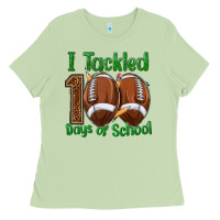 Matcha i tackled 100 days of school football Ladies Tee - texasbilliewilder
