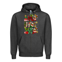 Charcoal Heather ho ho ho reindeer Zipper Hoodie - MaliasSmallBusiness