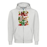 Dove Grey ho ho ho reindeer Zipper Hoodie - MaliasSmallBusiness