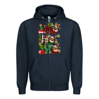 Navy ho ho ho reindeer Zipper Hoodie - MaliasSmallBusiness