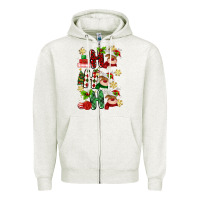 Oatmeal Heather ho ho ho reindeer Zipper Hoodie - MaliasSmallBusiness