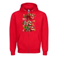Red ho ho ho reindeer Zipper Hoodie - MaliasSmallBusiness
