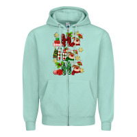 Seafoam ho ho ho reindeer Zipper Hoodie - MaliasSmallBusiness