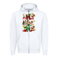 White ho ho ho reindeer Zipper Hoodie - MaliasSmallBusiness