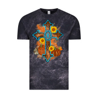 Cloud Black thanksgiving cross pumpkin sunflower Vintage Tee - AdoDesignShop