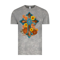 Cloud Rock thanksgiving cross pumpkin sunflower Vintage Tee - AdoDesignShop