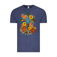 Vintage Denim thanksgiving cross pumpkin sunflower Vintage Tee - AdoDesignShop