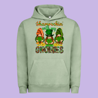 Shamrockin' With My Gnomies St. Patricks Day Urban Hoodie Designed By Howdyjamesfarm