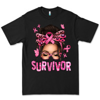 Black breast cancer survivor afro messy bun Premium Tee - texasbilliewilder