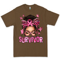 Cacao breast cancer survivor afro messy bun Premium Tee - texasbilliewilder
