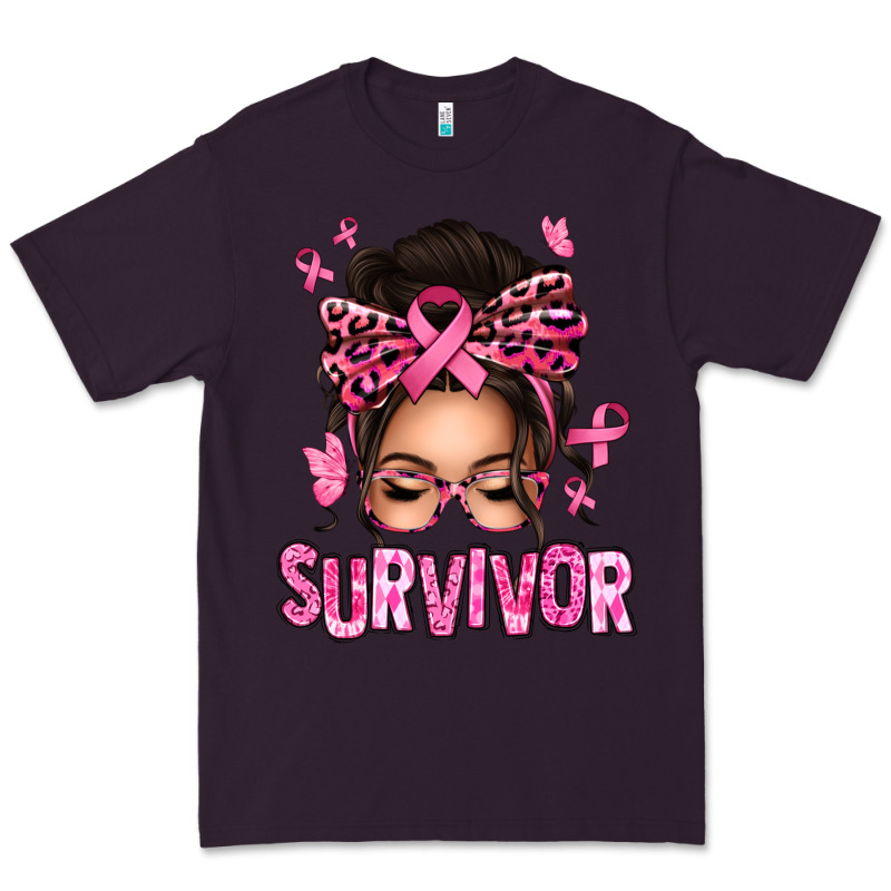 Breast Cancer Survivor Afro Messy Bun Premium Tee by texasbilliewilder | Teevron