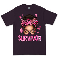 Plum breast cancer survivor afro messy bun Premium Tee - texasbilliewilder