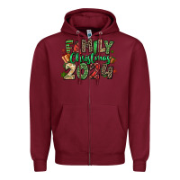 Burgundy family christmas 2024 Zipper Hoodie - MaliasSmallBusiness