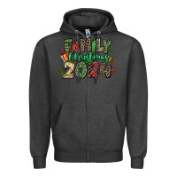 Charcoal Heather family christmas 2024 Zipper Hoodie - MaliasSmallBusiness