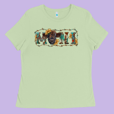 Western Mini Black Highland Calf Ladies Tee Designed By Ranaportraitstore