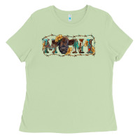 Matcha western mini black highland calf Ladies Tee - RanaPortraitStore