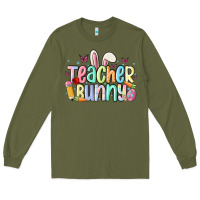 Army Green teacher bunny Long Sleeve Tee - MaliasSmallBusiness