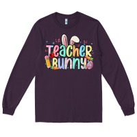 Plum teacher bunny Long Sleeve Tee - MaliasSmallBusiness
