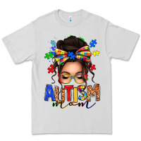 Dove Grey autism mom afro messy bun Premium Tee - texasbilliewilder