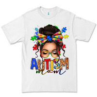 White autism mom afro messy bun Premium Tee - texasbilliewilder