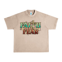 French Oak faith over fear cross Urban Heavy Tee - NancyCooperArtShop