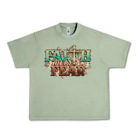 Oil Green faith over fear cross Urban Heavy Tee - NancyCooperArtShop