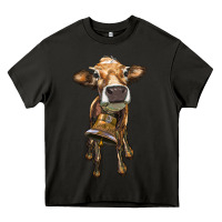Asphalt heifer cow with cow bell Heavy Core Tee - RanaPortraitStore