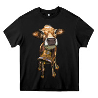 Black heifer cow with cow bell Heavy Core Tee - RanaPortraitStore