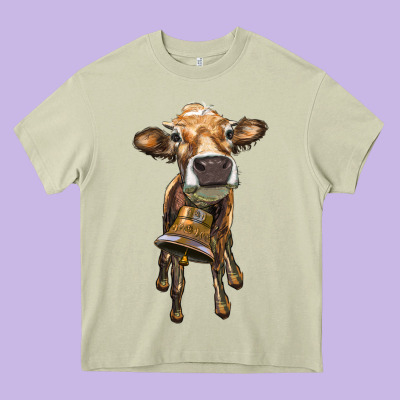 Heifer Cow With Cow Bell Heavy Core Tee Designed By Ranaportraitstore