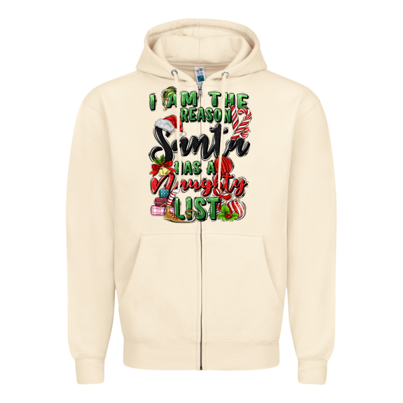 I Am The Reason Santa Has A Naughty List Zipper Hoodie by MaliasSmallBusiness | Teevron