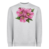 Heather Grey Wild Prairie Rose Illustrations Heavyweight Sweatshirt - LillyAllenDesigns