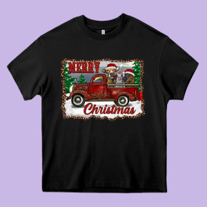 Christmas Truck With Cows Heavy Core Tee Designed By Ranaportraitstore