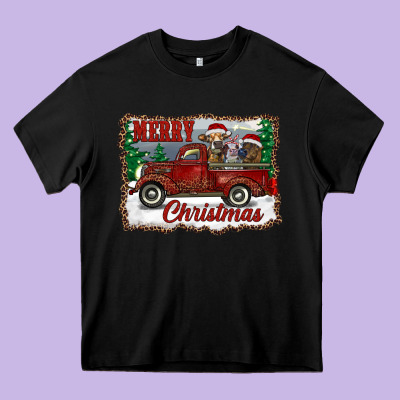 Christmas Truck With Cows Heavy Core Tee Designed By Ranaportraitstore