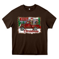 Chocolate Brown christmas truck with cows Heavy Core Tee - RanaPortraitStore