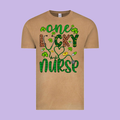 Leopard Glitter One Lucky Nurse Vintage Tee Designed By Artiststas