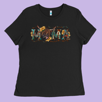 Western Mama With Highland Cow Ladies Tee Designed By Ranaportraitstore