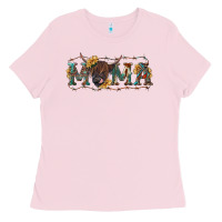Bubblegum Pink western mama with highland cow Ladies Tee - RanaPortraitStore