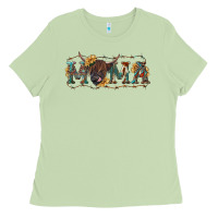Matcha western mama with highland cow Ladies Tee - RanaPortraitStore