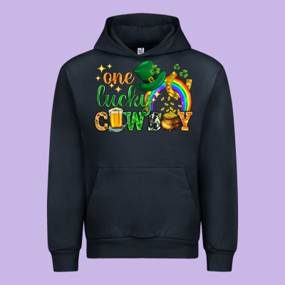 One Lucky Cowboy St. Patricks Day Urban Hoodie Designed By Howdyjamesfarm